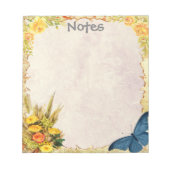 黄色いバラと青い蝶の小パーソナライズされた形 ノートパッド (正面)