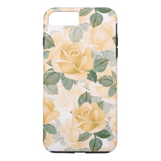 黄色いバラのフラワーパターン Case-Mate iPhoneケース (裏面)
