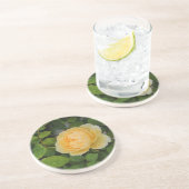 黄色いバラの上の雨粒 コースター (側面)