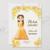 黄色いバラの可愛い少女ハルディ招待状 招待状 (正面)