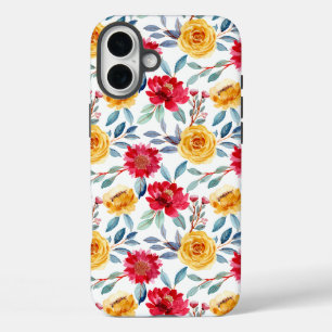 黄色いバラの水彩花柄 iPhone 16 PLUSケース