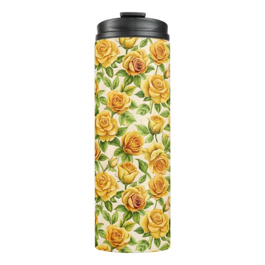 黄色いバラの美しいシームレスなパターン タンブラー (正面)