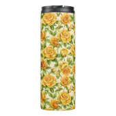 黄色いバラの美しいシームレスなパターン タンブラー (裏面)