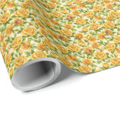 黄色いバラの美しいシームレスなパターン ラッピングペーパー (ロールコーナー)