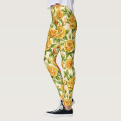 黄色いバラの美しいシームレスなパターン レギンス (左)