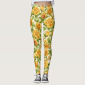 黄色いバラの美しいシームレスなパターン レギンス (正面)