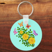 黄色いバラの花とバターファイル–64567 キーホルダー (正面)