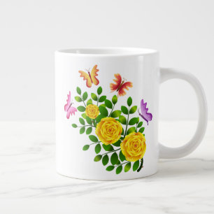 黄色いバラの花とバターファイル–64567 ジャンボコーヒーマグカップ