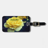 黄色いバラの花のフル開花 パーソナライズされた ラゲッジタグ (正面横)