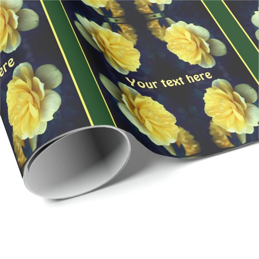 黄色いバラの花のフル開花 パーソナライズされた ラッピングペーパー (ロールコーナー)