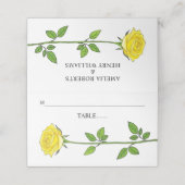 黄色いバラの花ロマンチックなフローラエスコート プレイスカード (外部開封)