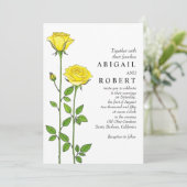 黄色いバラの花ロマンチックな結婚フローラ 招待状 (スタンド正面)