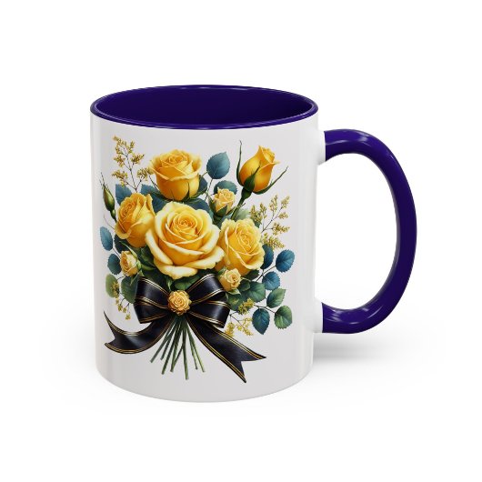 黄色いバラの花束マグカップ 高級感のある花ギフト マグカップ