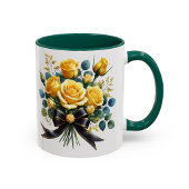 黄色いバラの花束マグカップ 高級感のある花ギフト マグカップ