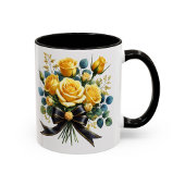 黄色いバラの花束マグカップ 高級感のある花ギフト マグカップ