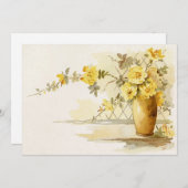 黄色いバラの花瓶が静物画 招待状 (正面/裏面)