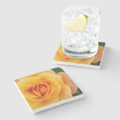 黄色いバラの花 ストーンコースター (横)