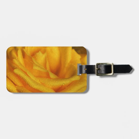 黄色いバラエレガントの水滴 ラゲッジタグ (正面横)