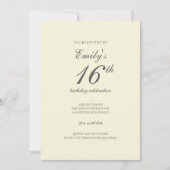 黄色いバラ16歳の誕生日パーティーの招待状 招待状 (正面)