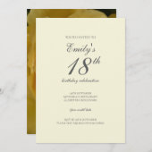 黄色いバラ18歳の誕生日パーティーの招待状 招待状 (正面/裏面)