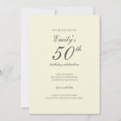 黄色いバラ50歳の誕生日パーティーの招待状 招待状 (正面)