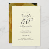 黄色いバラ50歳の誕生日パーティーの招待状 招待状 (正面/裏面)