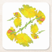 黄色いバラ。 スクエアペーパーコースター (正面)