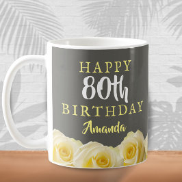 黄色いバラ 花 80歳の誕生日 コーヒーマグカップ