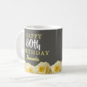 黄色いバラ 花 80歳の誕生日 コーヒーマグカップ (正面左)