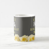 黄色いバラ 花 80歳の誕生日 コーヒーマグカップ (中央)