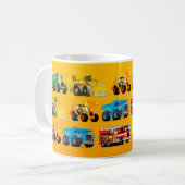 黄色いパターン（の模様が）あるの子供の建築のトラック コーヒーマグカップ (正面左)