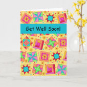 黄色いパッチワークキルトのブロックの芸術はすぐによく得ます カード (黄色い花)