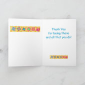 黄色いパッチワークキルトのブロックの芸術は感謝していしています サンキューカード (内部)