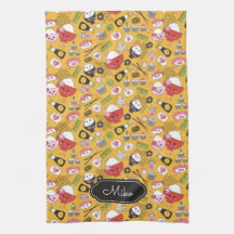 黄色いパーソナライズされたすし可愛い柄