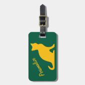 黄色いパーソナライズされた座り猫シルエット旅行 ラゲッジタグ (正面縦)