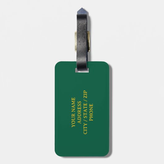 黄色いパーソナライズされた座り猫シルエット旅行 ラゲッジタグ (裏面縦)