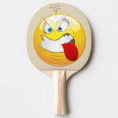 黄色いパーソナライズの怒っている幸せな顔のゲーム 卓球ラケット (正面)