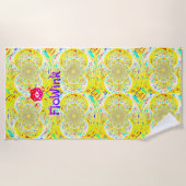 黄色いヒッパイスパイラルビーチタオル ビーチタオル (正面)