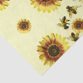 黄色いヒマワリおよび蜂蜜の蜂の夏パターン 薄葉紙 (詳細)