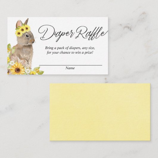 黄色いヒマワリのイースターおむつラッフルカード エンクロージャーカード (正面/裏面)