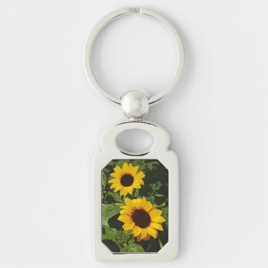黄色いヒマワリのデザインのkeychain キーホルダー (正面)