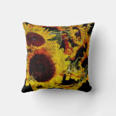 黄色いヒマワリのトスの枕 クッション (裏面)