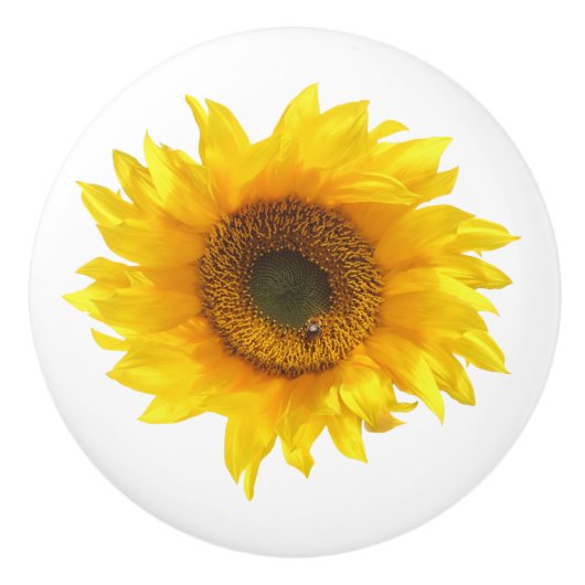 黄色いヒマワリのドアノブ セラミックノブ (正面)