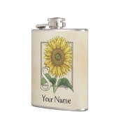黄色いヒマワリのパーソナライズなモノグラム フラスク (左)