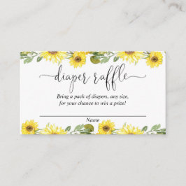 黄色いヒマワリのベビーシャワーのおむつのラッフルカード エンクロージャーカード