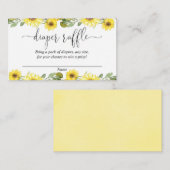 黄色いヒマワリのベビーシャワーのおむつのラッフルカード エンクロージャーカード (正面/裏面)