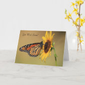 黄色いヒマワリのマダラチョウ カード (黄色い花)