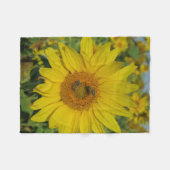 黄色いヒマワリの夏の花 フリースブランケット (正面(横))