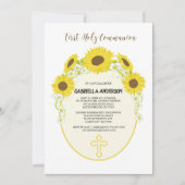 黄色いヒマワリの最初聖餐式の招待状 招待状 (正面)
