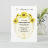 黄色いヒマワリの最初聖餐式の招待状 招待状 (スタンド正面)